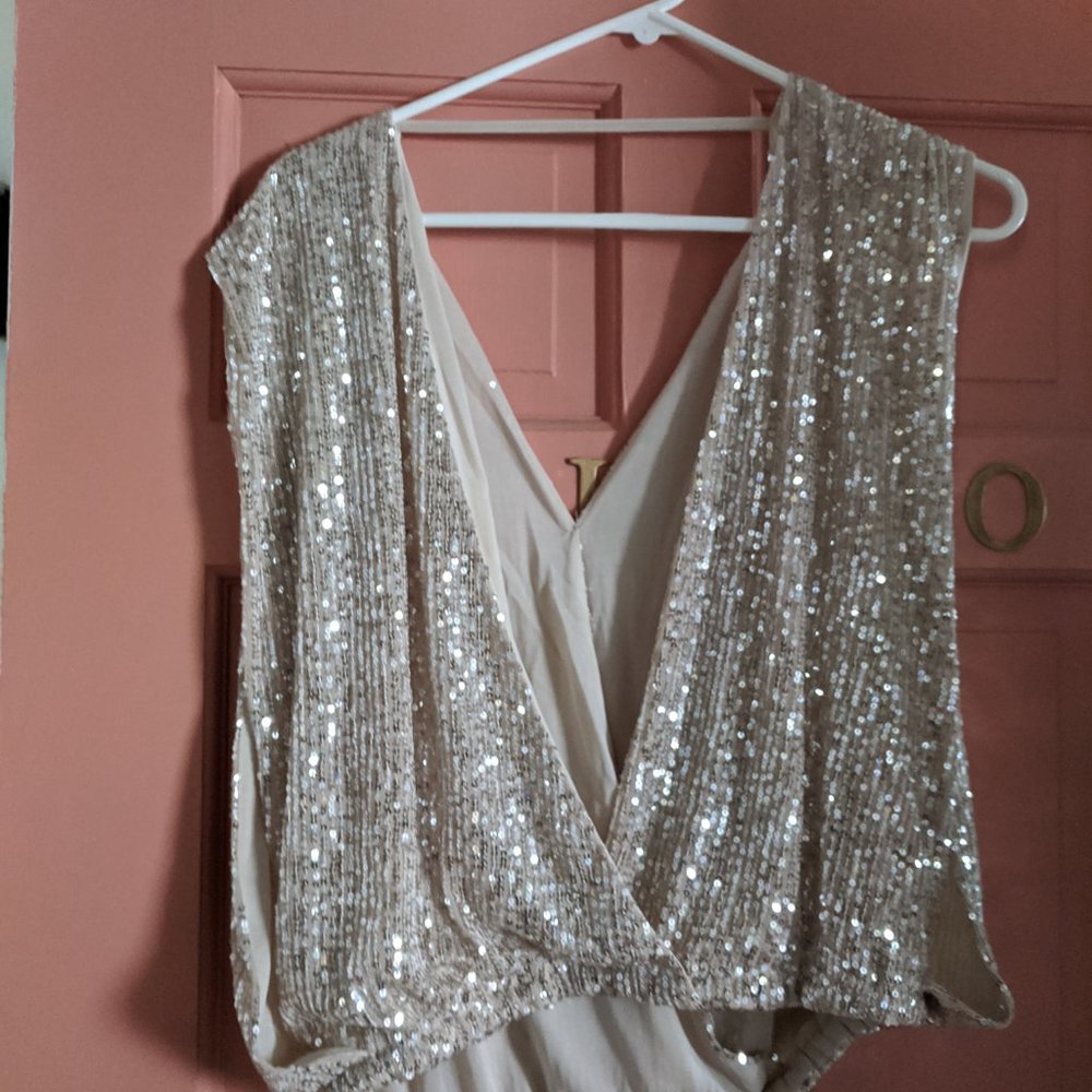 She + Sky Sequin Low Back Top
